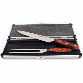 BergHOFF Pakka Wood 3Pc Stainless Steel Carving Set with Case Food Storage,Kitchen Storage