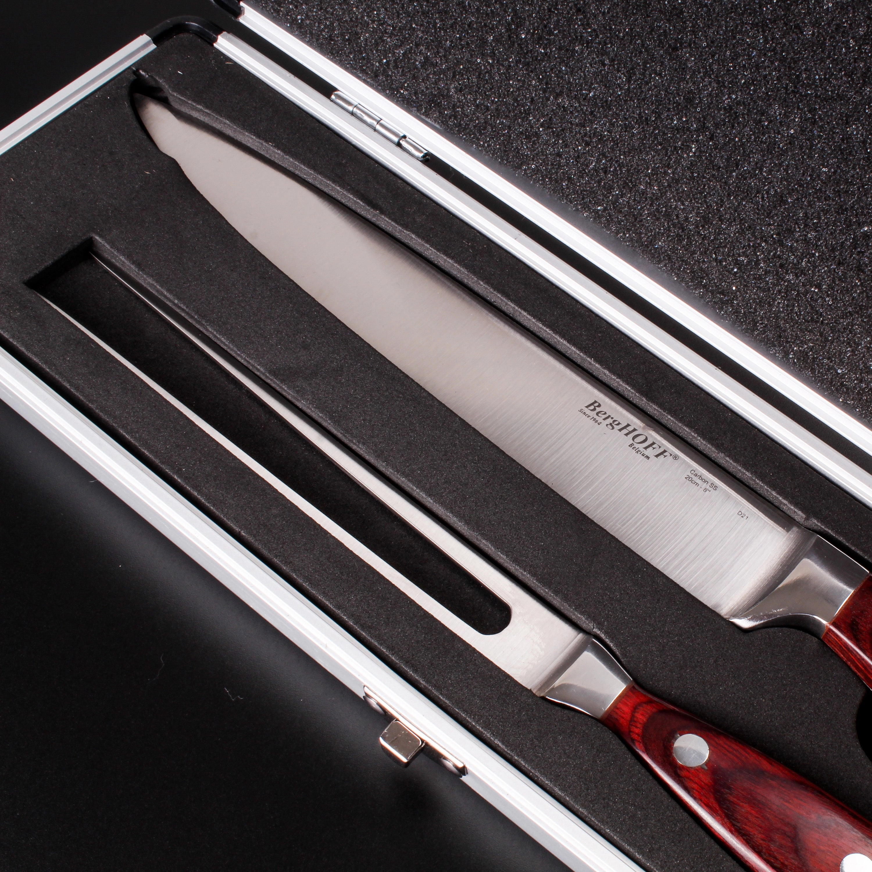 BergHOFF Pakka Wood 3Pc Stainless Steel Carving Set with Case