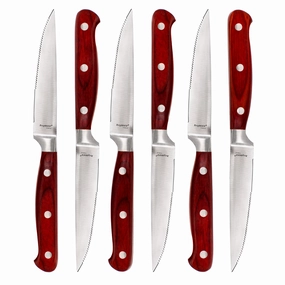 BergHOFF Pakka Wood 6pc Stainless Steel Steak Knife Set 4.75" Food Storage,Kitchen Storage