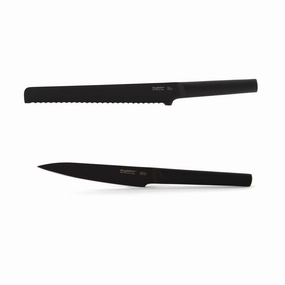 BergHOFF Ron 2Pc Cutlery Set Bread & Utility Knife, Black Food Storage,Kitchen Storage