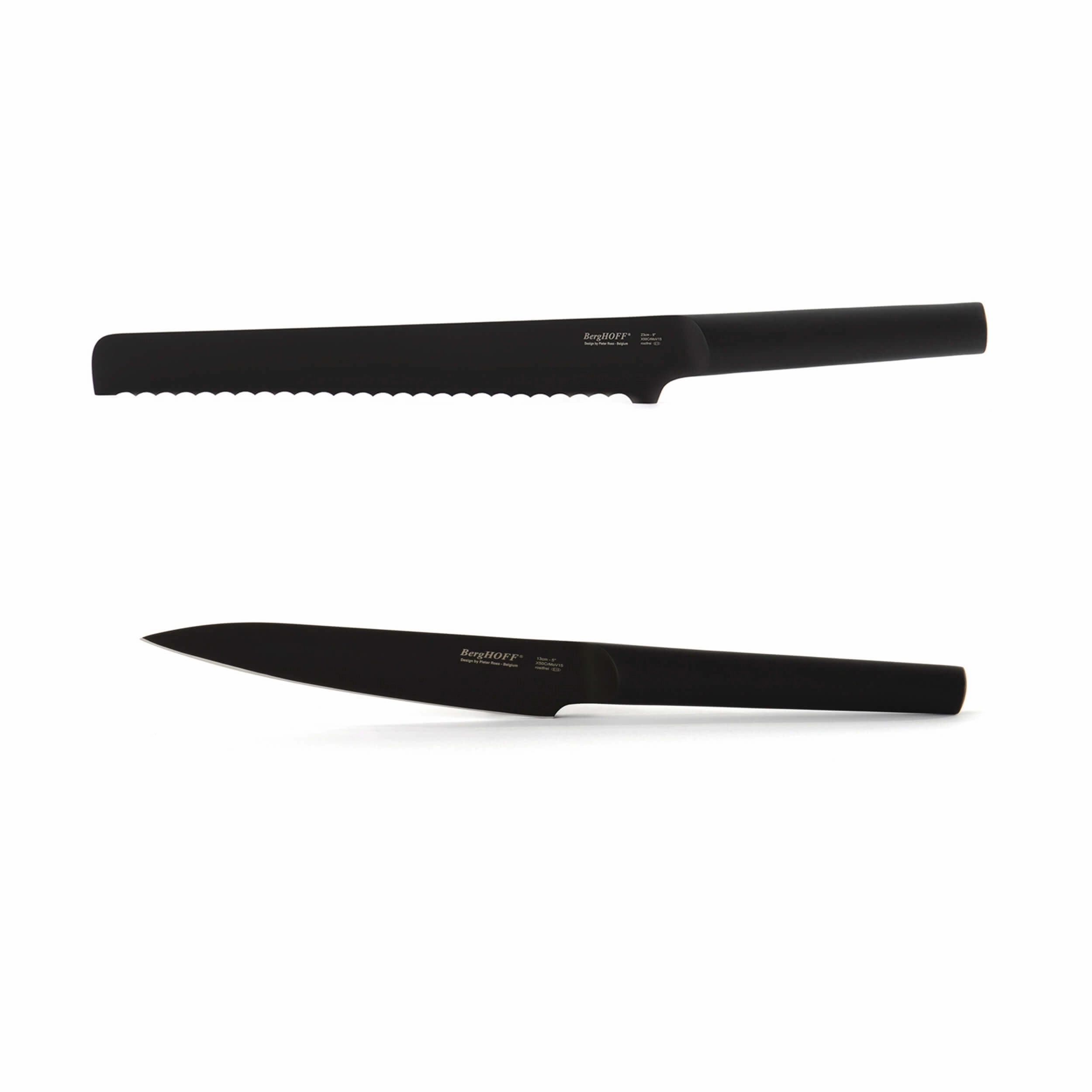 BergHOFF Ron 2Pc Cutlery Set Bread & Utility Knife, Black Food Storage,Kitchen Storage
