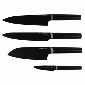 BergHOFF Ron Stainless Steel 4pc Knife Set, Black Food Storage,Kitchen Storage