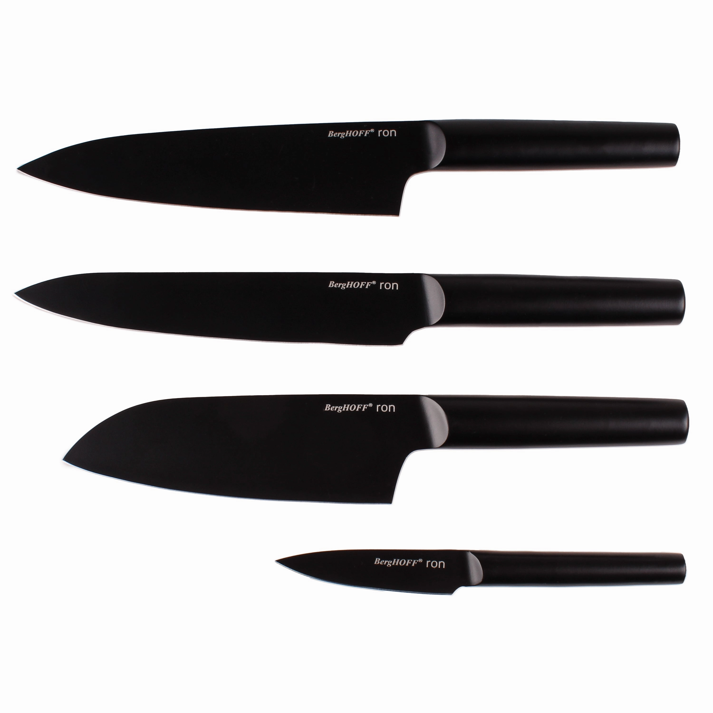 BergHOFF Ron Stainless Steel 4pc Knife Set, Black Food Storage,Kitchen Storage