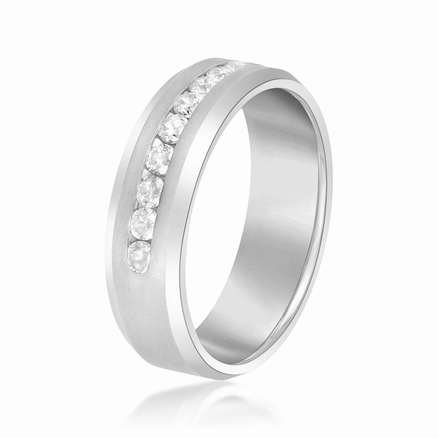 Beveled Channel Set Diamond Men's Band