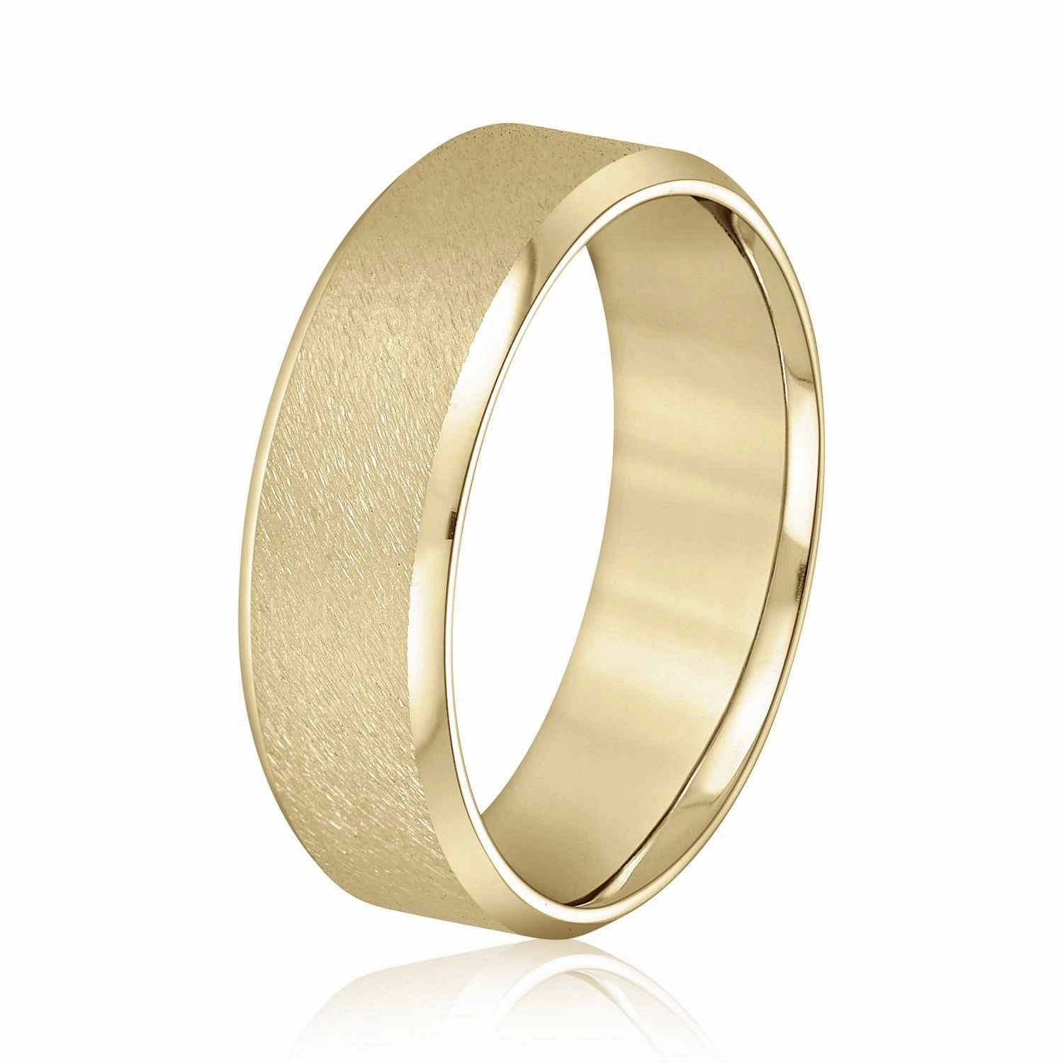 Beveled Edge Comfort Fit Sandblasted Finish Men's Band