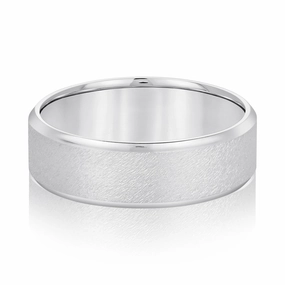 Beveled Edge Comfort Fit Sandblasted Finish Men's Band