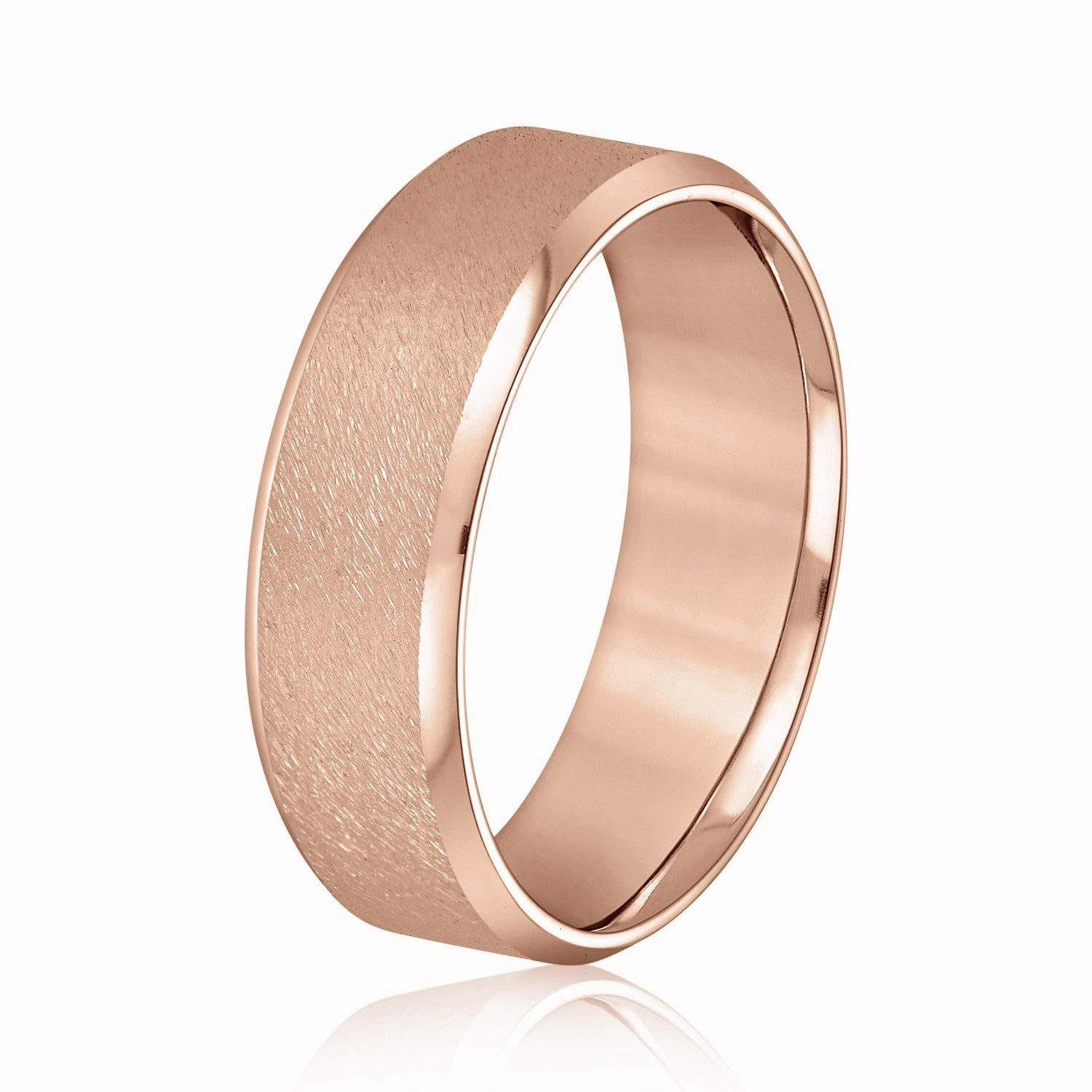 Beveled Edge Comfort Fit Sandblasted Finish Men's Band
