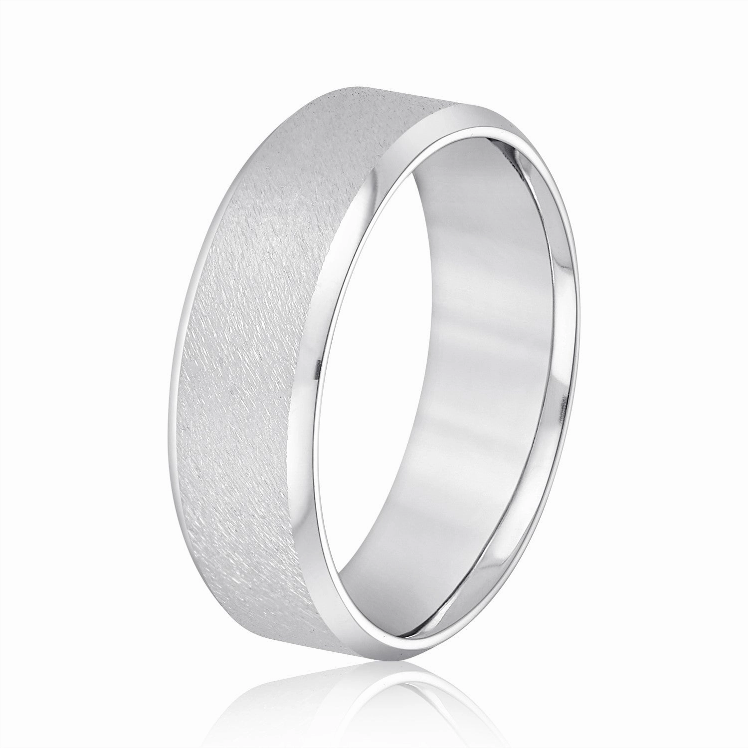 Beveled Edge Comfort Fit Sandblasted Finish Men's Band