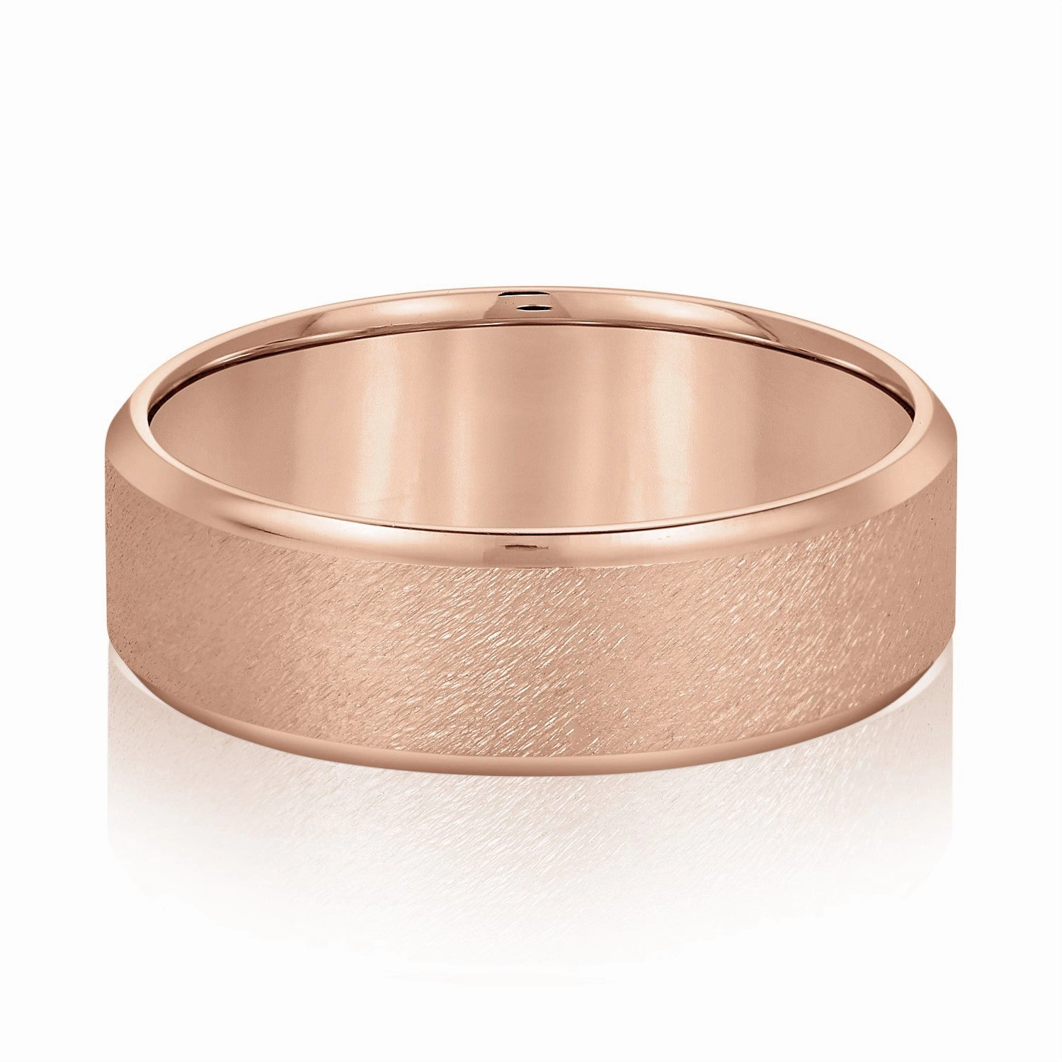 Beveled Edge Comfort Fit Sandblasted Finish Men's Band