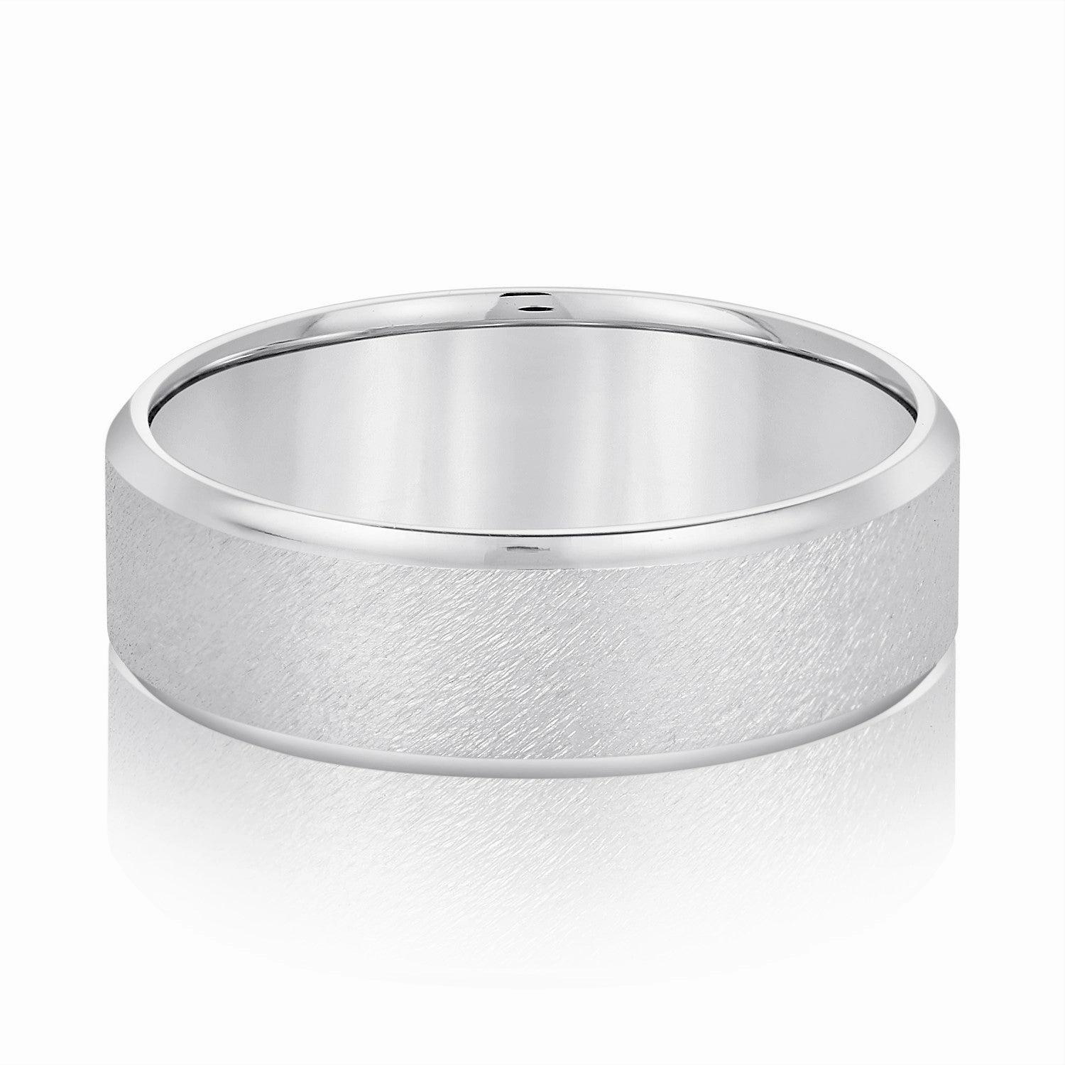 Beveled Edge Comfort Fit Sandblasted Finish Men's Band