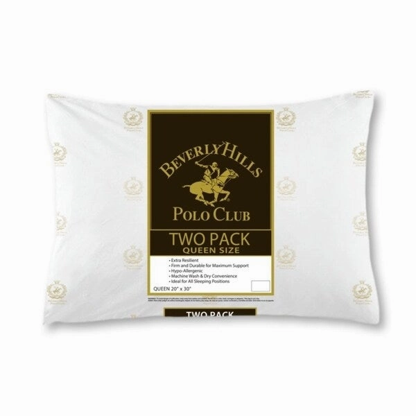 Beverly Hills Polo Club Metallic Logo Fiber Pillow Twin Pack pillows,bed pillow,sleeping cushion