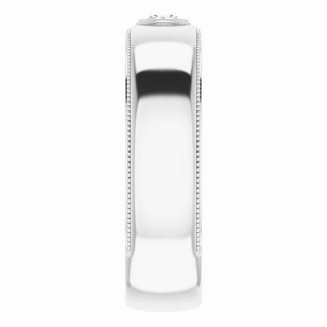 Bezel Set Diamond Men's Ring With Milgrain Accent