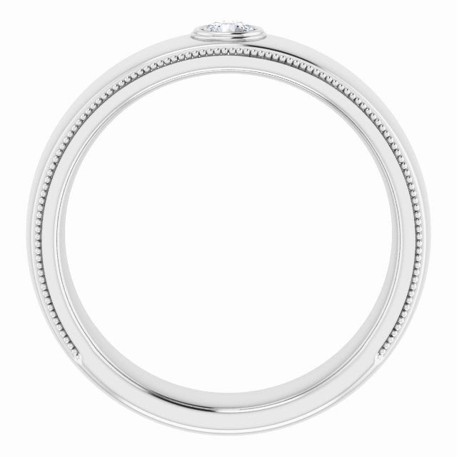 Bezel Set Diamond Men's Ring With Milgrain Accent