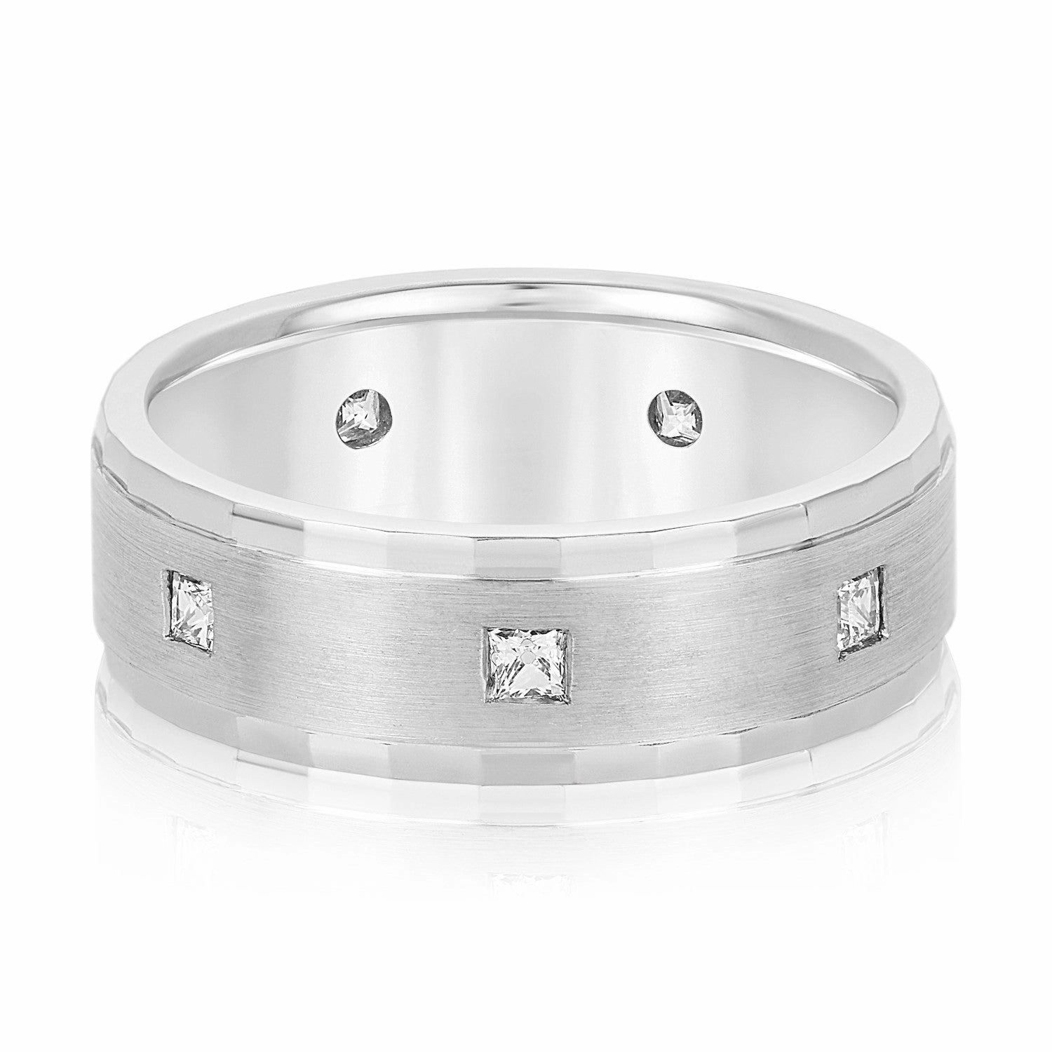 Bezel Set Princess Cut Diamond Men's Wedding Band