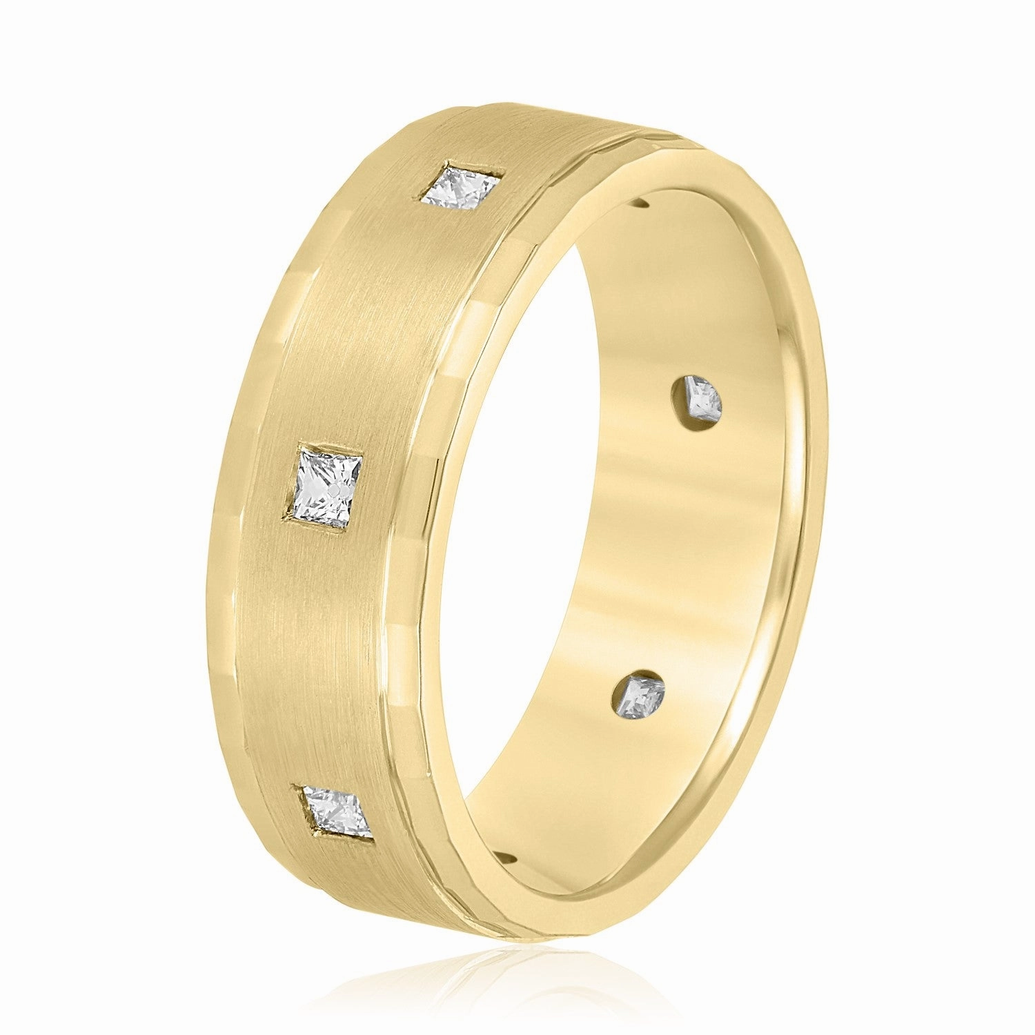 Bezel Set Princess Cut Diamond Men's Wedding Band