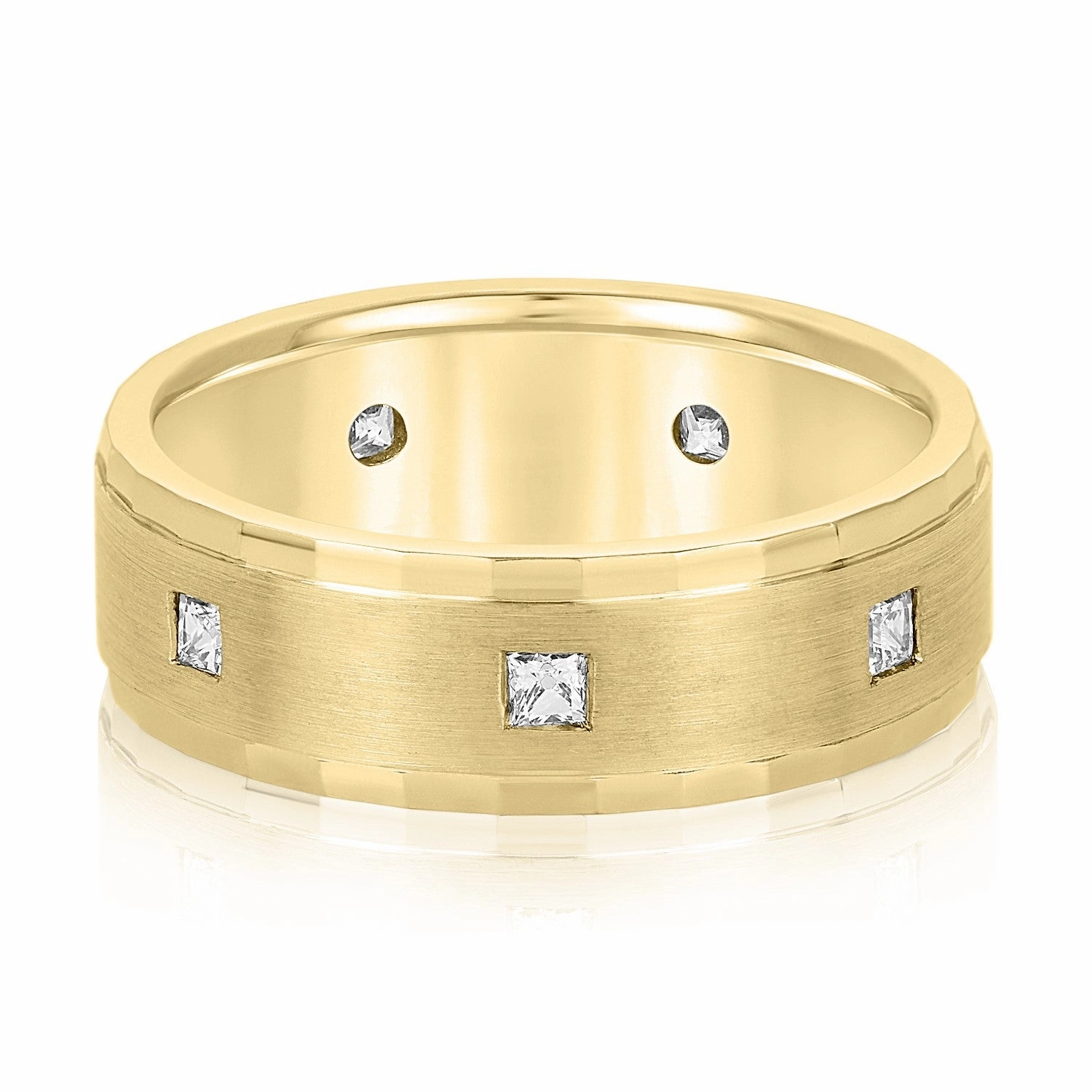 Bezel Set Princess Cut Diamond Men's Wedding Band