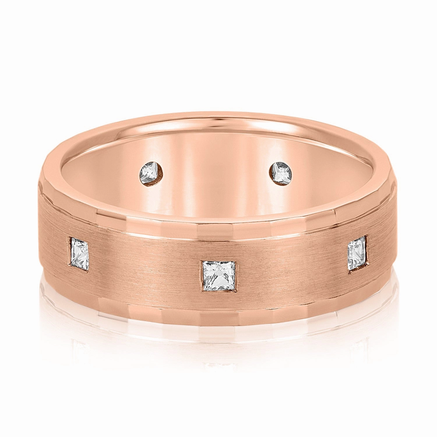 Bezel Set Princess Cut Diamond Men's Wedding Band