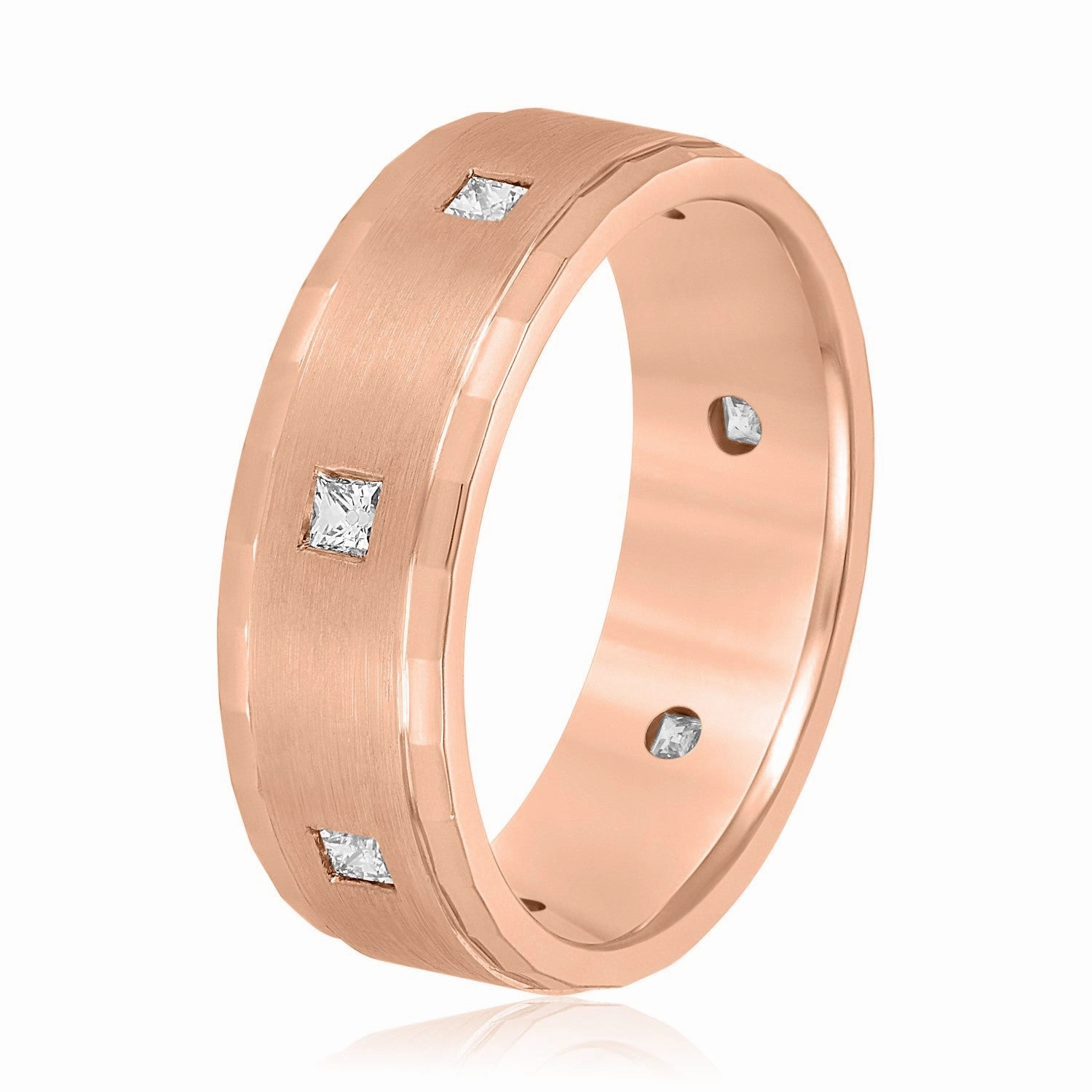 Bezel Set Princess Cut Diamond Men's Wedding Band