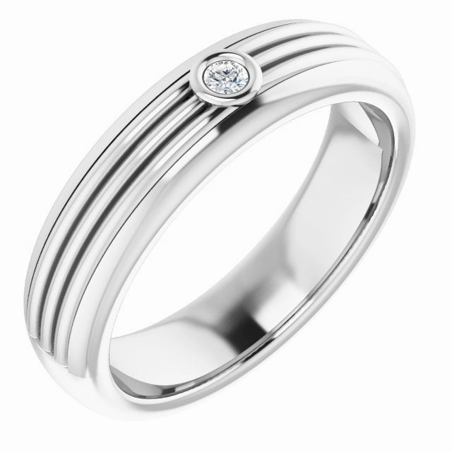 Bezel Set Single Diamond Men's Band