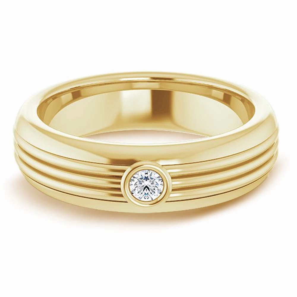 Bezel Set Single Diamond Men's Band