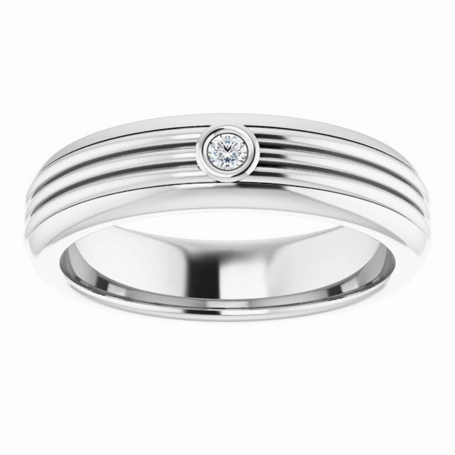 Bezel Set Single Diamond Men's Band