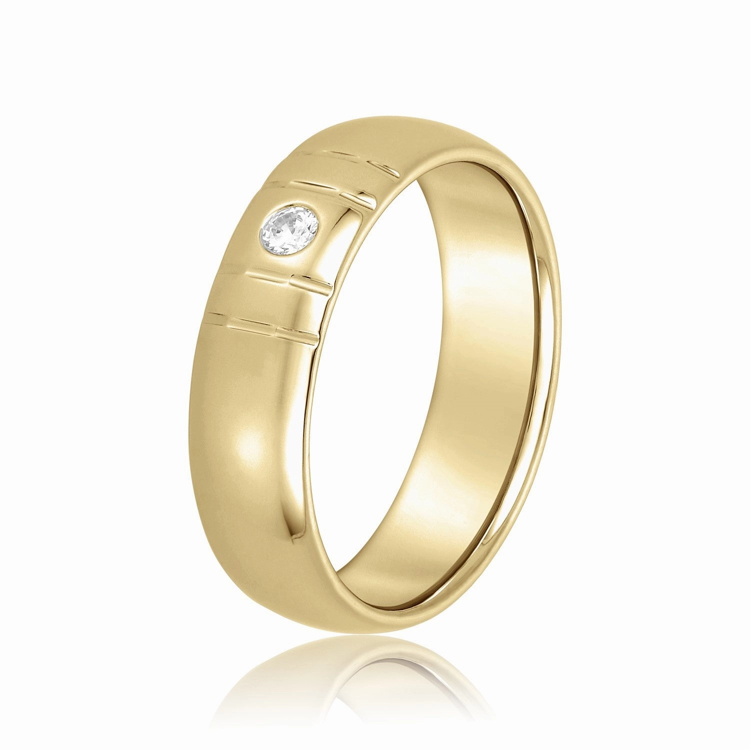 Bezel Set Single Diamond Men's Wedding Band