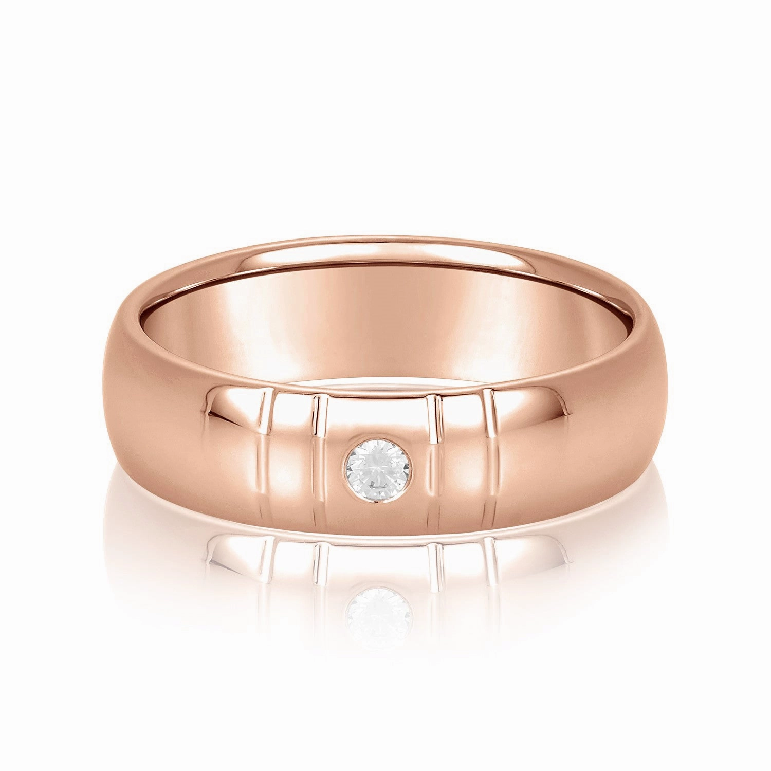 Bezel Set Single Diamond Men's Wedding Band