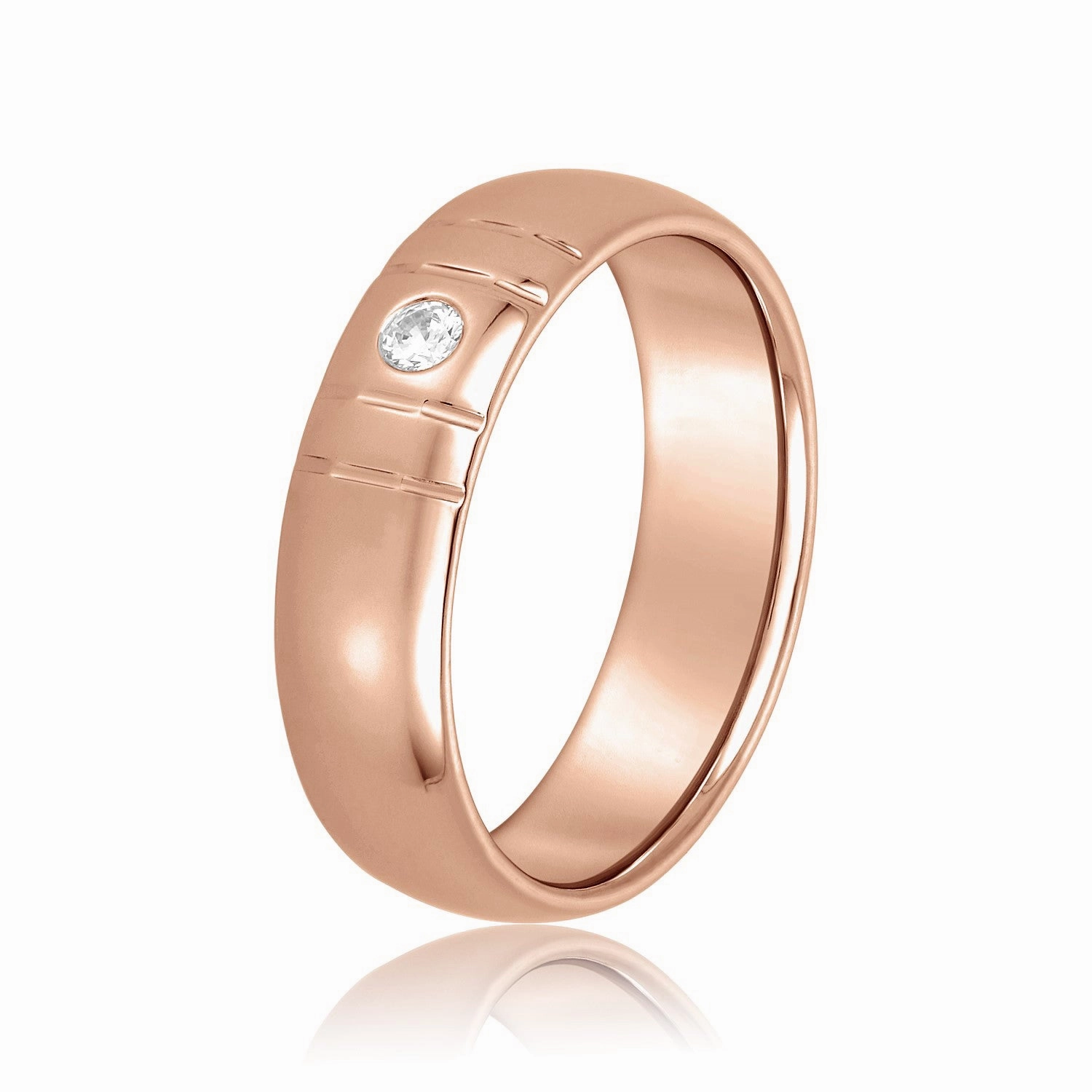 Bezel Set Single Diamond Men's Wedding Band