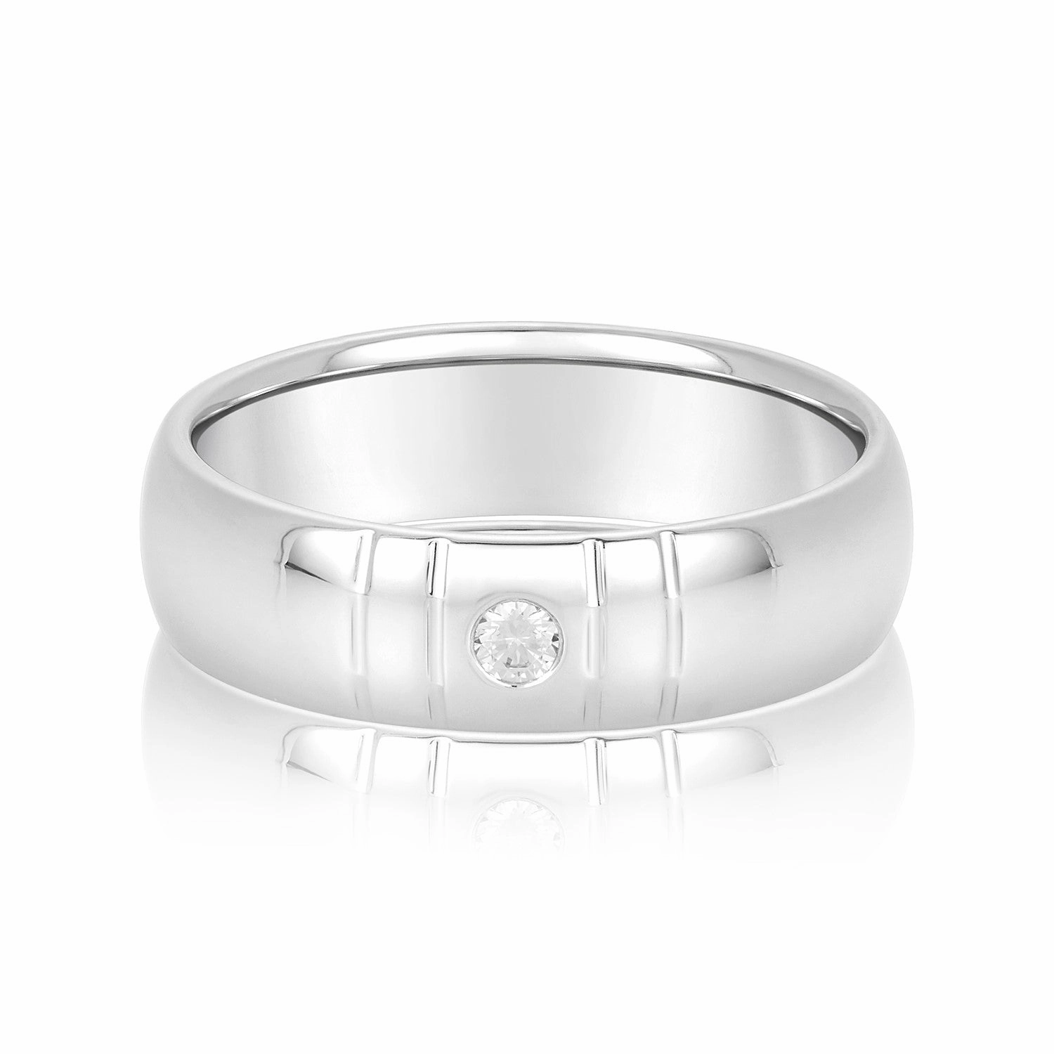 Bezel Set Single Diamond Men's Wedding Band