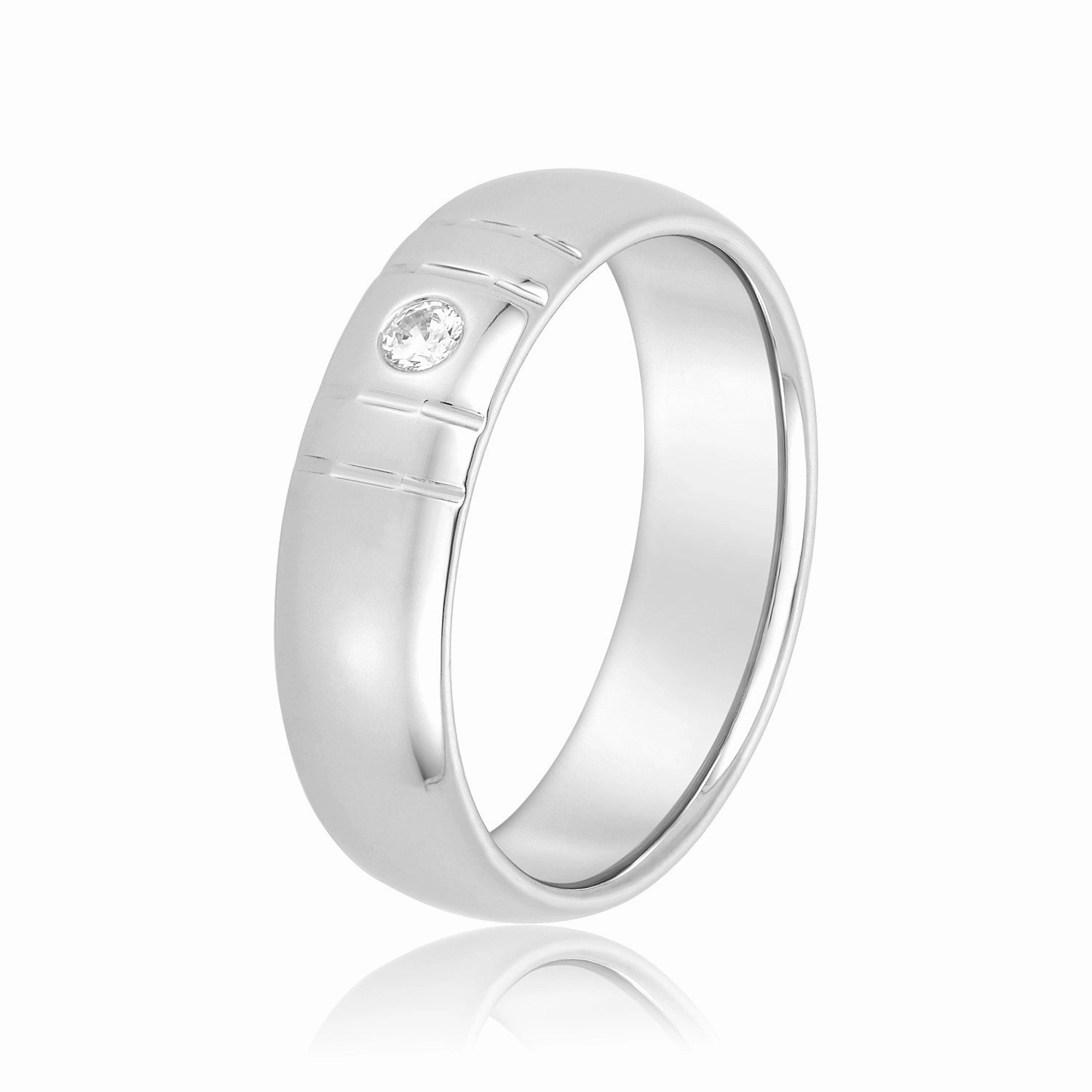 Bezel Set Single Diamond Men's Wedding Band