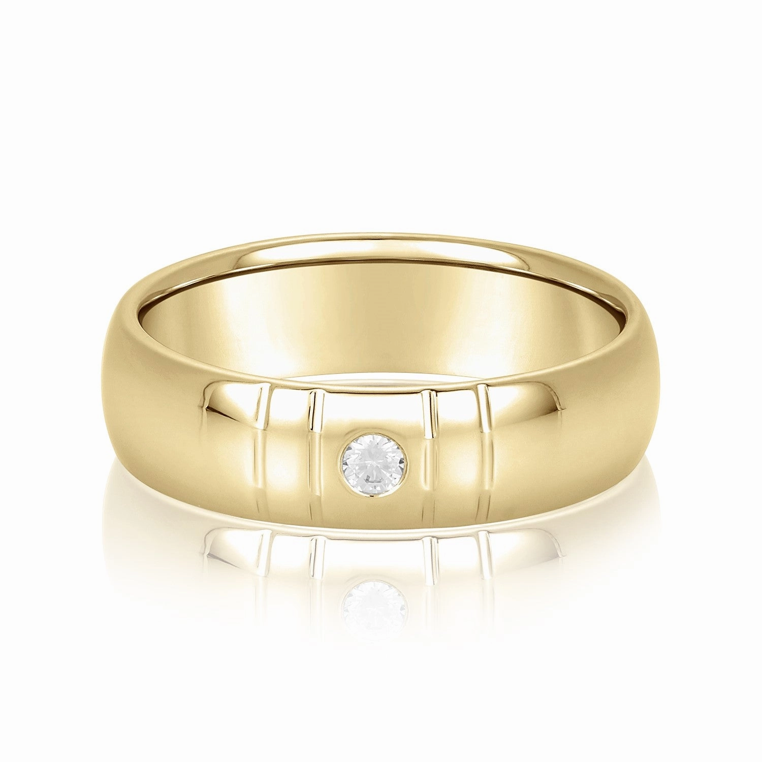 Bezel Set Single Diamond Men's Wedding Band