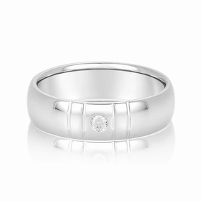 Bezel Set Single Diamond Men's Wedding Band