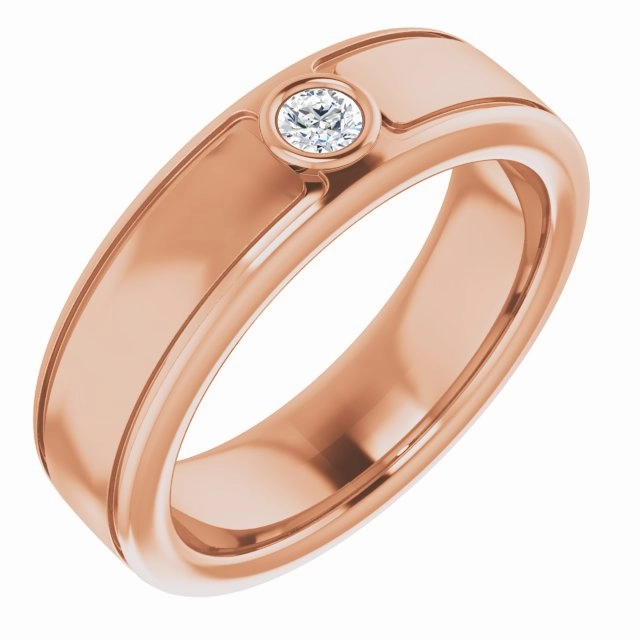 Bezel Set Single Round Diamond Men's Ring