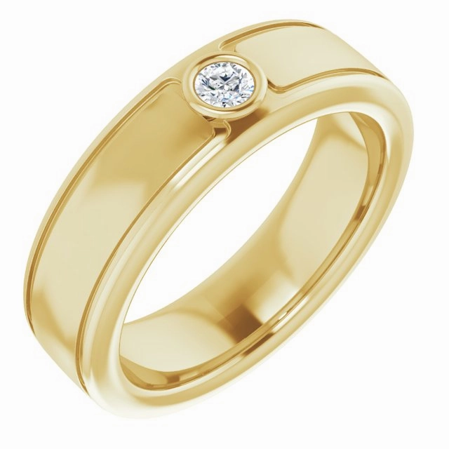 Bezel Set Single Round Diamond Men's Ring