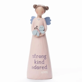 Birthstone Angel 5.25" Figurine April Strong Kind Adored Decorative Mirror,Home Decor Mirror