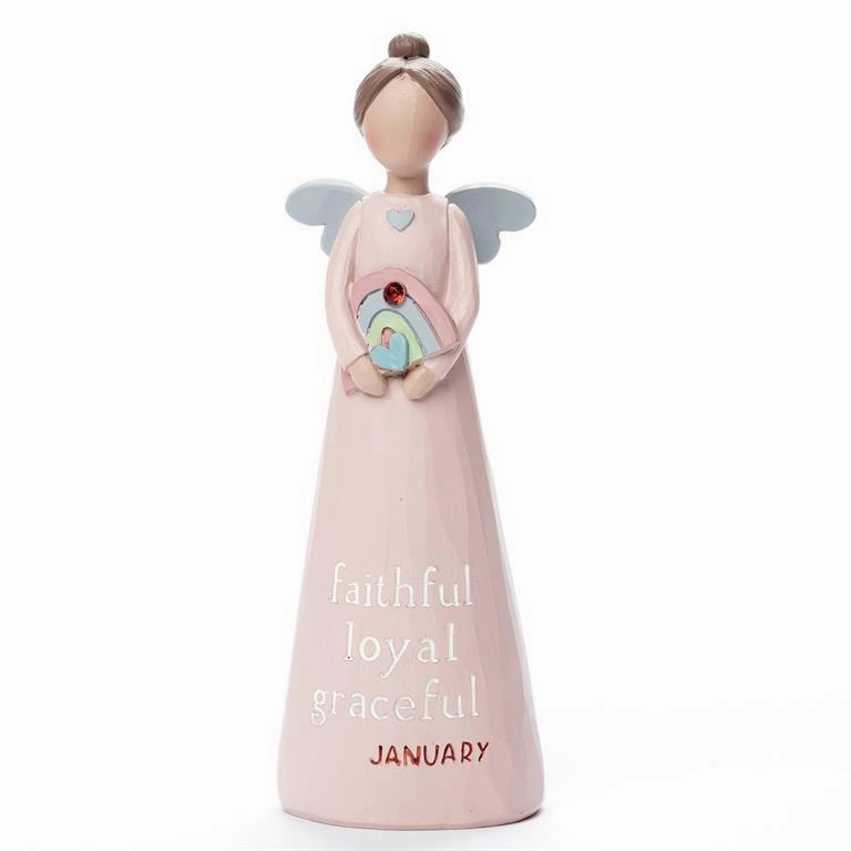 Birthstone Angel 5.25" Figurine January Faithful Loyal Grateful Decorative Mirror,Home Decor Mirror