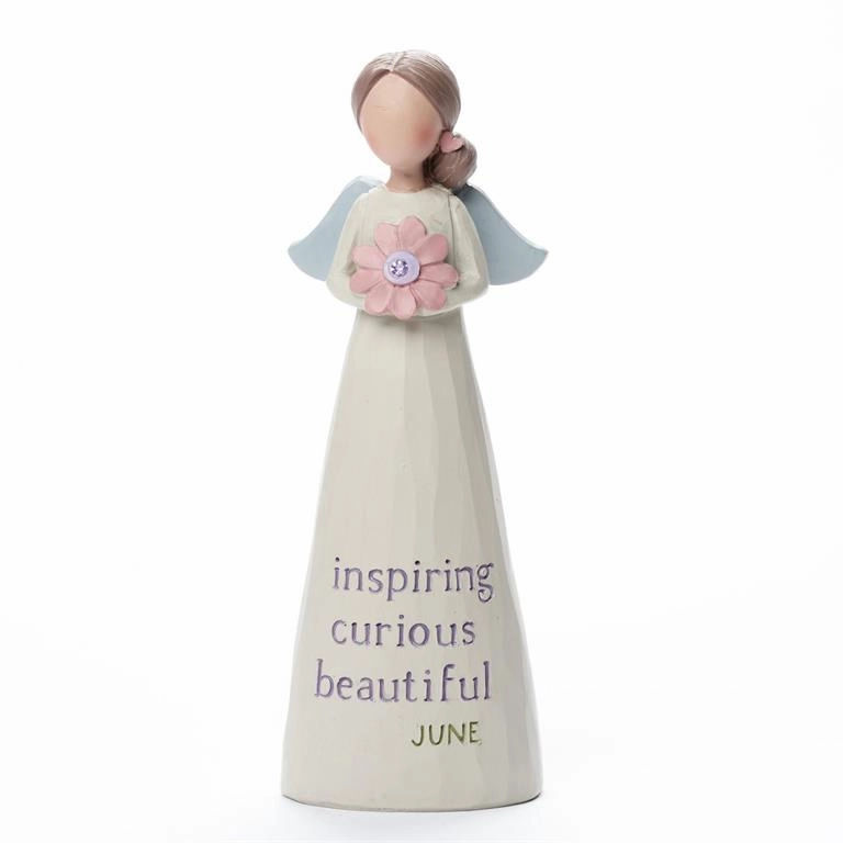 Birthstone Angel 5.25" Figurine June Inspiring Curious Beautiful Decorative Mirror,Home Decor Mirror