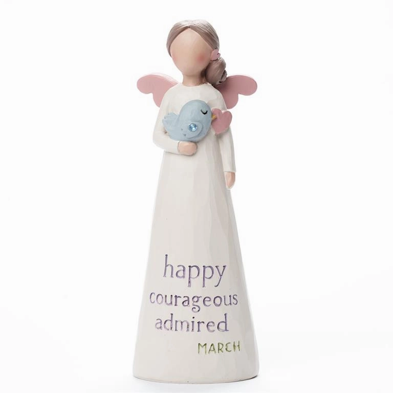 Birthstone Angel 5.25" Figurine March Happy Courageous Admired Decorative Mirror,Home Decor Mirror