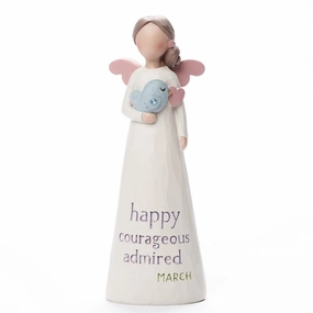 Birthstone Angel 5.25" Figurine March Happy Courageous Admired Decorative Mirror,Home Decor Mirror
