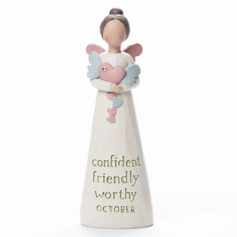 Birthstone Angel 5.25" Figurine October Confident Friendly Worthy Decorative Mirror,Home Decor Mirror