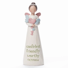 Birthstone Angel 5.25" Figurine October Confident Friendly Worthy Decorative Mirror,Home Decor Mirror