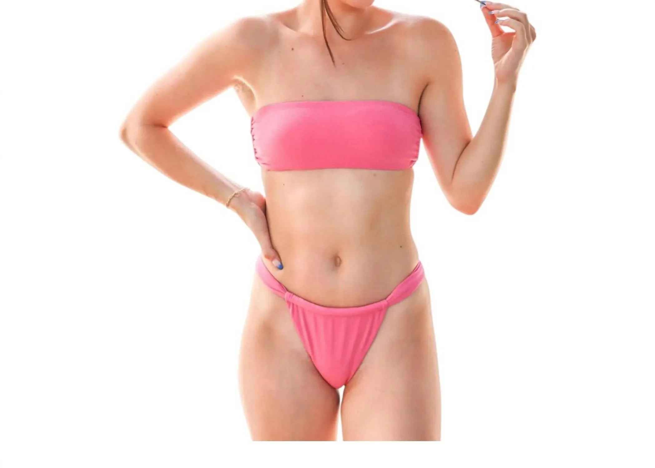 Bisou Bikini Bottom In Candy Pink Sparkle
