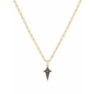 Bitcross Pav Pendant with Black Diamonds