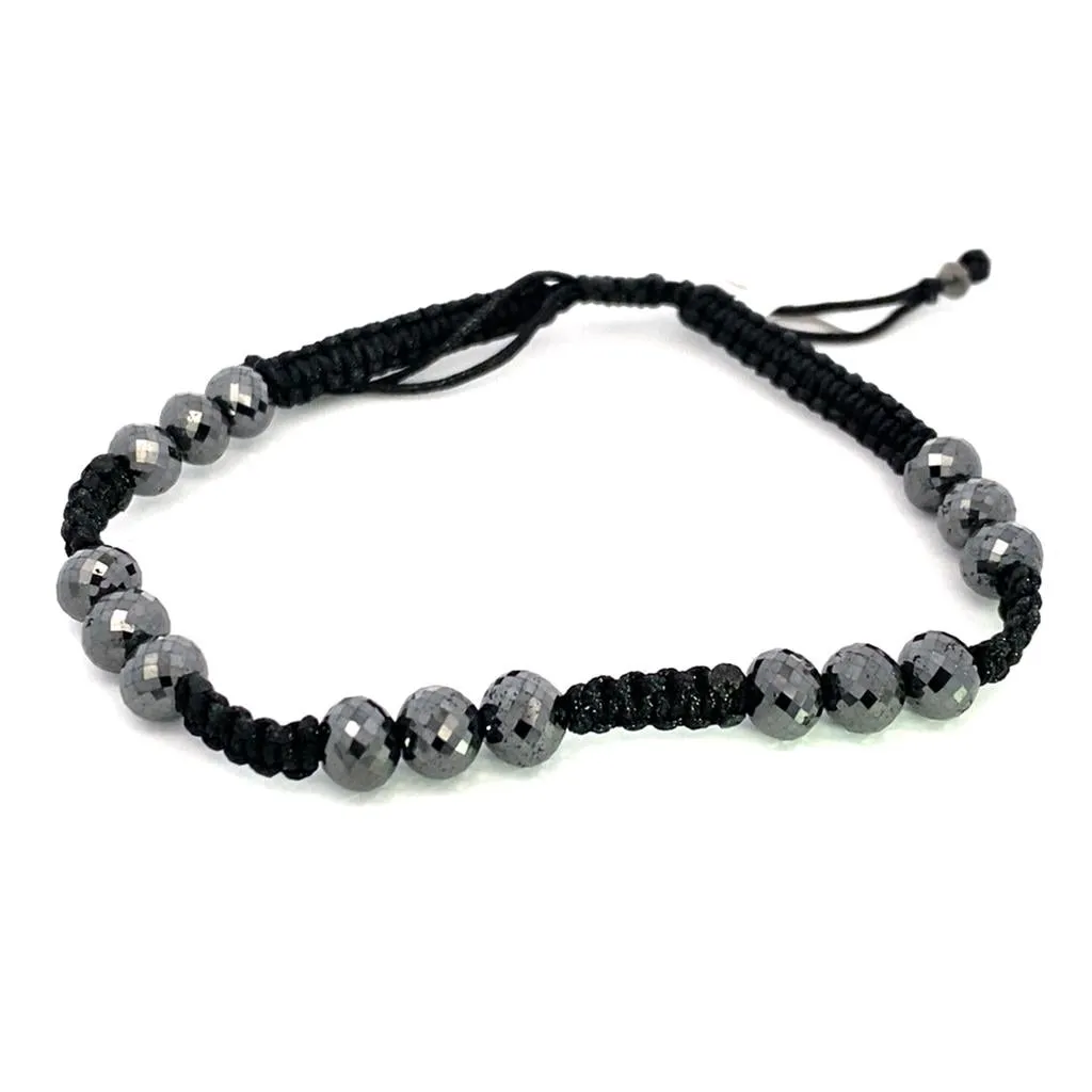 Black Silk Black Diamond Beaded Bracelet
