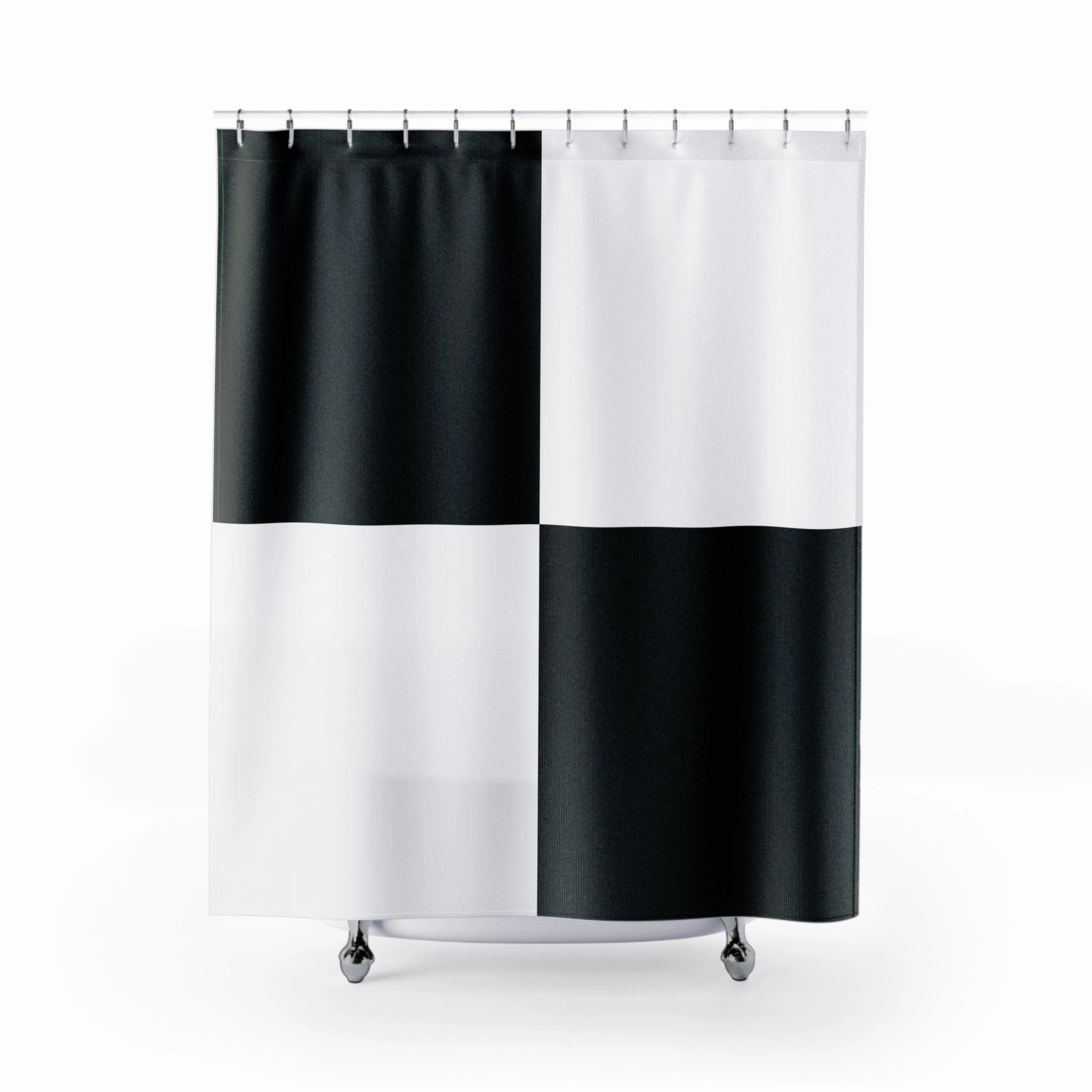 Black and White Shower Curtain | Geometric Color Blocks Lighting,Home Lighting