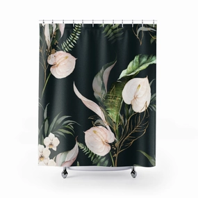 Black Boho Floral Shower Curtain Lighting,Home Lighting