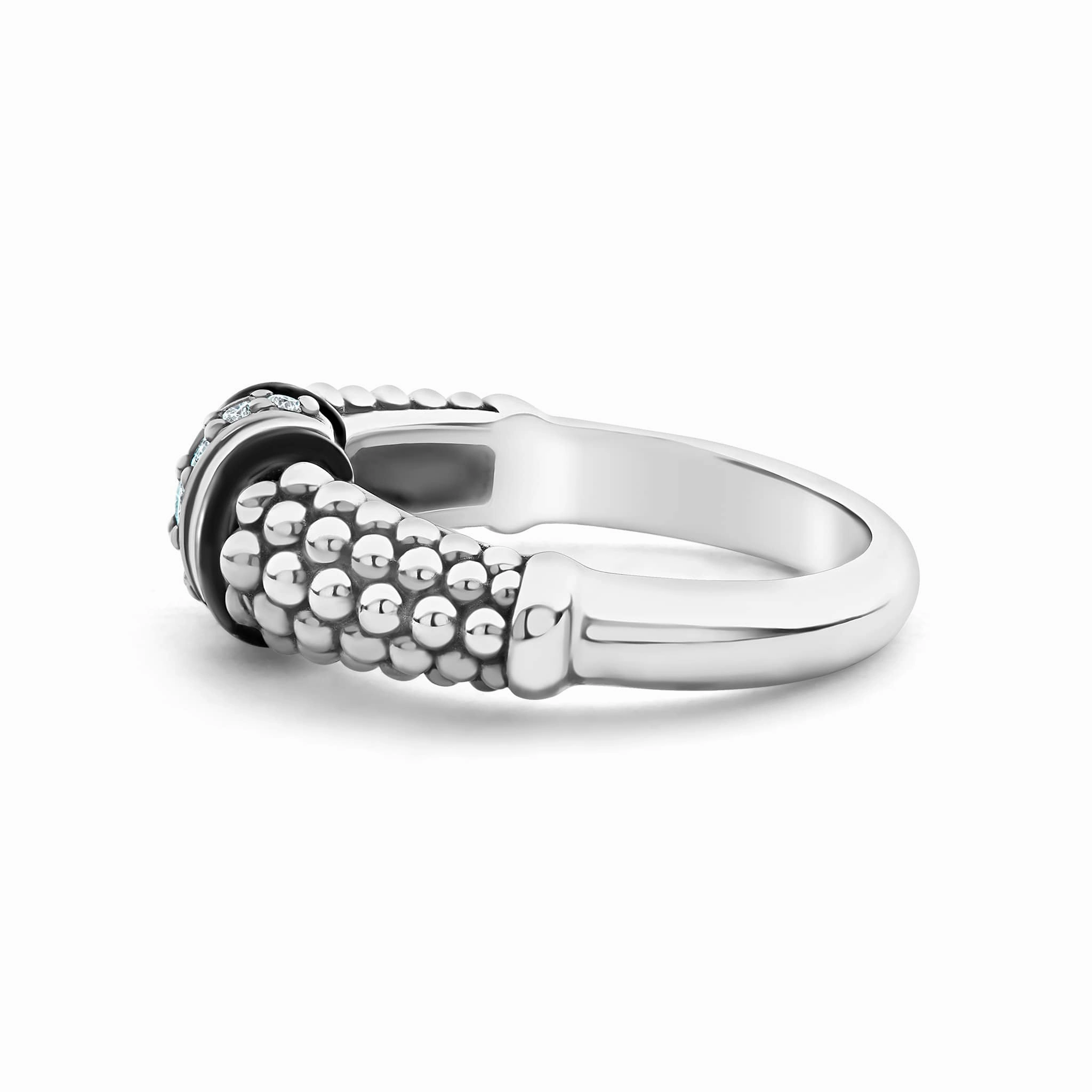 Black Caviar Black Ceramic and Caviar Diamond Ring