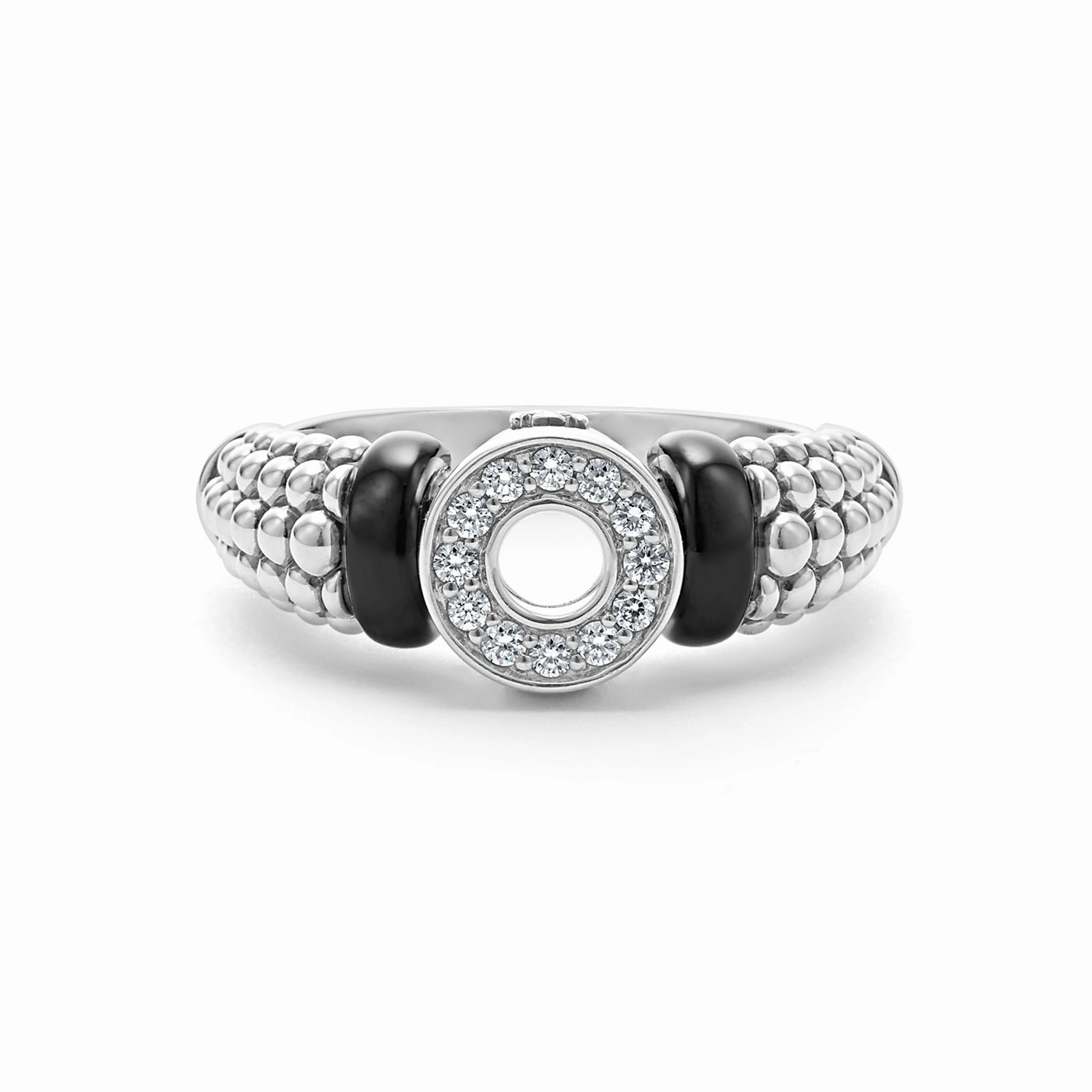 Black Caviar Black Ceramic and Diamond Circle Ring