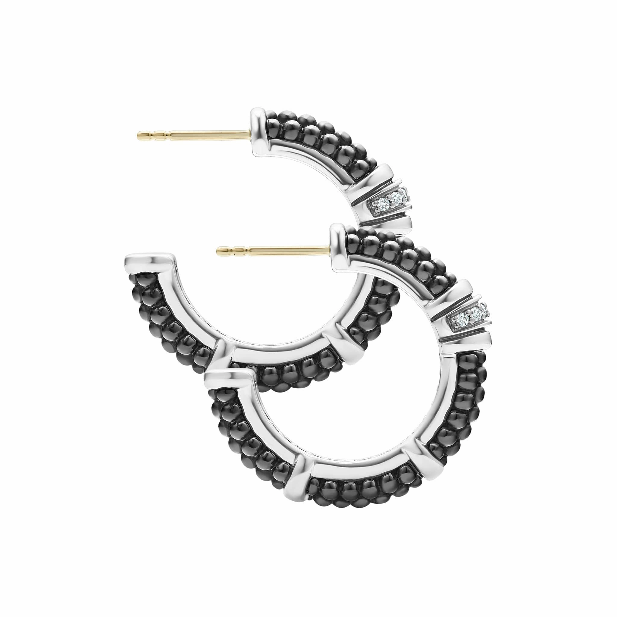 Black Caviar Black Ceramic and Diamond Hoop Earrings