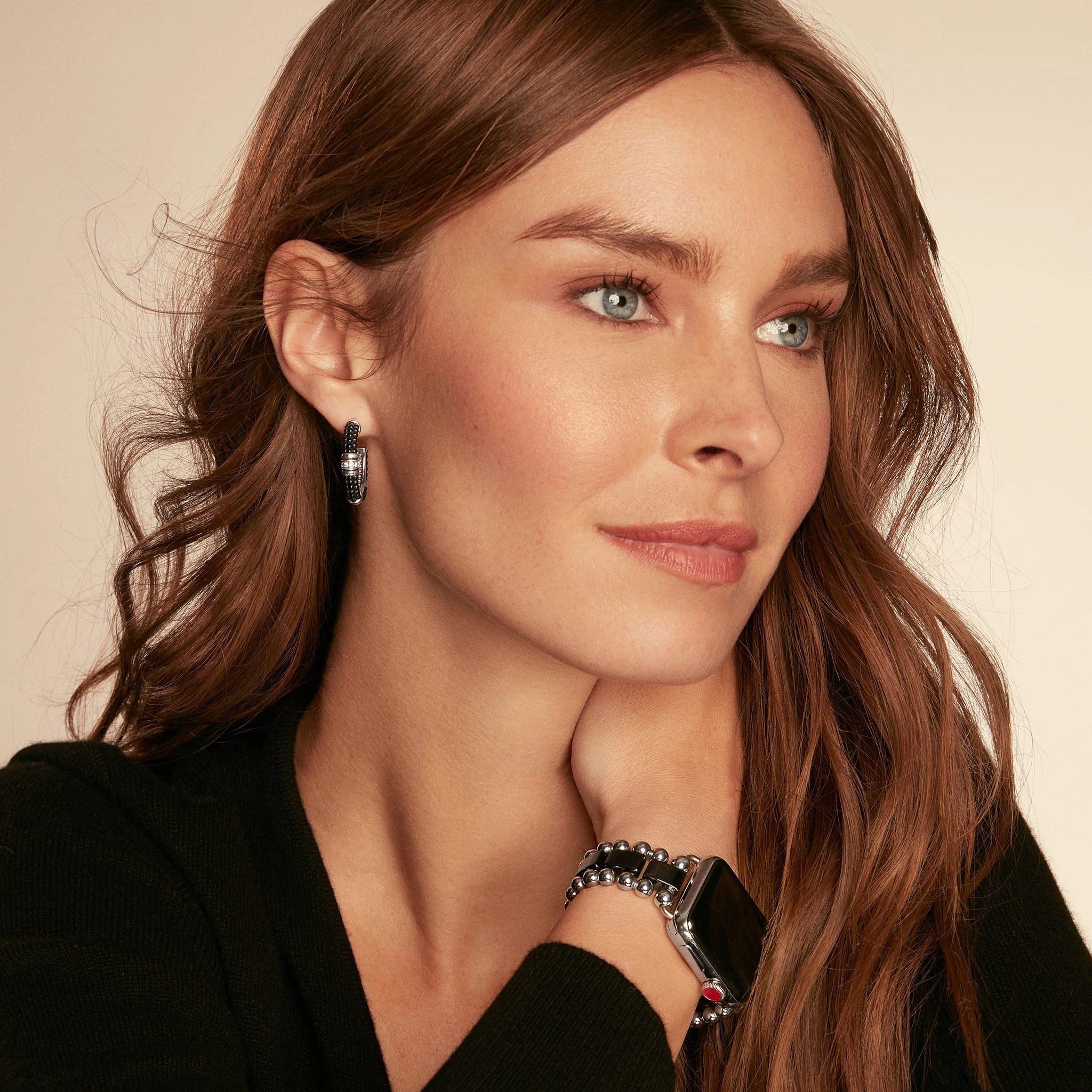 Black Caviar Black Ceramic and Diamond Hoop Earrings